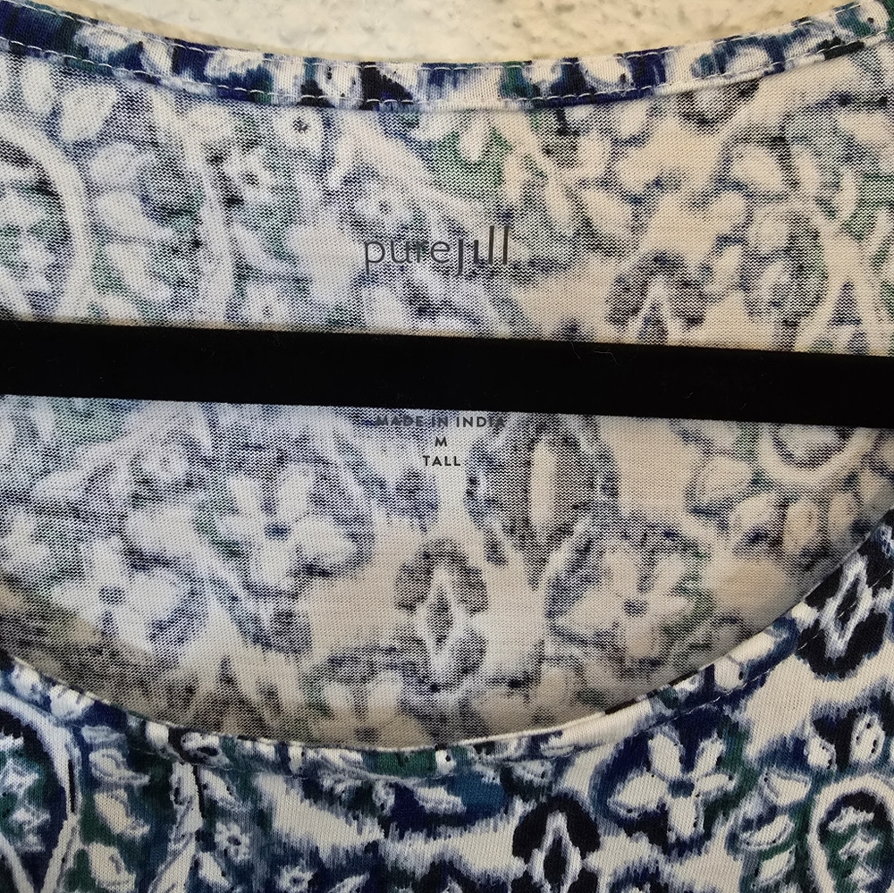 Purejill Medium Tall 100% Pima Cotton Paisley Scoop Neck Elliptical Tee - Picture 3 of 8